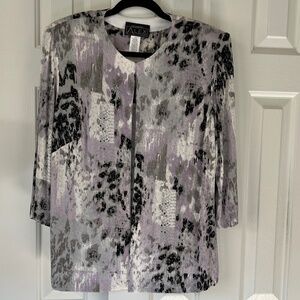 Alex Evenings Jacket Tank Top Set Womens 1X Purple White Black Sparkle 2 Pc USA